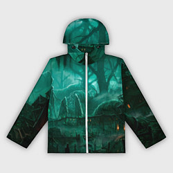 Ветровка с капюшоном женская Причал у болота, цвет: 3D-белый