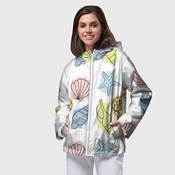 Ветровка с капюшоном женская Морские обитатели, цвет: 3D-белый — фото 2