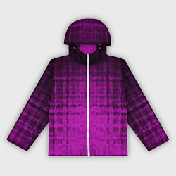 Ветровка с капюшоном женская Абстрактный мозаичный черно - пурпурный узор, цвет: 3D-белый