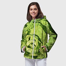 Ветровка с капюшоном женская Свежая капуста, цвет: 3D-белый — фото 2