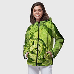 Ветровка с капюшоном женская Свежая капуста, цвет: 3D-черный — фото 2