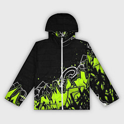 Ветровка с капюшоном женская Яркое граффити на черной стене, цвет: 3D-белый
