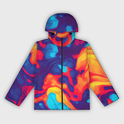 Ветровка с капюшоном женская Пестрые красочные разводы, цвет: 3D-черный