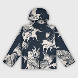 Ветровка с капюшоном женская Japan carp, цвет: 3D-черный