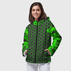 Ветровка с капюшоном женская Зеленые плиты, цвет: 3D-черный — фото 2