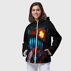 Ветровка с капюшоном женская Ярость человека бензопилы - Дэнджи, цвет: 3D-белый — фото 2