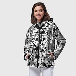 Ветровка с капюшоном женская Городской пиксель камуфляж, цвет: 3D-черный — фото 2