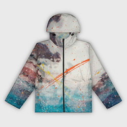 Ветровка с капюшоном женская Абстрактные мазки красок на тенях и тумане, цвет: 3D-черный