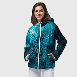 Ветровка с капюшоном женская Halloween паутина, цвет: 3D-белый — фото 2