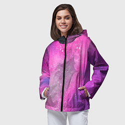 Ветровка с капюшоном женская Розово-сиреневый дым, цвет: 3D-черный — фото 2