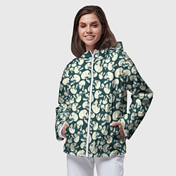 Ветровка с капюшоном женская Череп с боковой трещиной, цвет: 3D-белый — фото 2