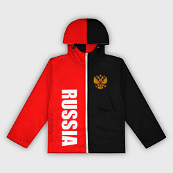 Ветровка с капюшоном женская Россия: Черно-красный, цвет: 3D-белый