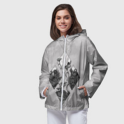 Ветровка с капюшоном женская Грибочки, цвет: 3D-белый — фото 2