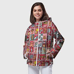 Ветровка с капюшоном женская Новогодний паттерн Том и Джерри, цвет: 3D-белый — фото 2