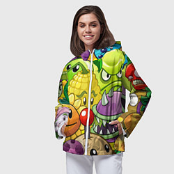 Ветровка с капюшоном женская Растения против зомби, цвет: 3D-белый — фото 2