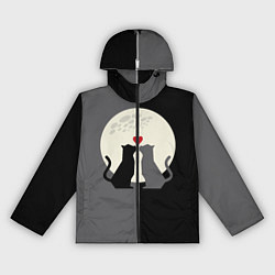 Ветровка с капюшоном женская Котики под луной, цвет: 3D-черный