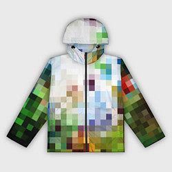Ветровка с капюшоном женская Пиксельная абстракция, цвет: 3D-черный