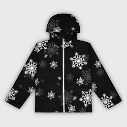 Ветровка с капюшоном женская Новогодние снежинки, цвет: 3D-белый