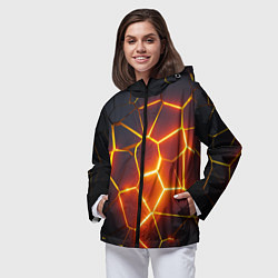 Ветровка с капюшоном женская Огненные трещины, цвет: 3D-черный — фото 2
