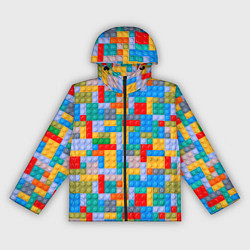 Ветровка с капюшоном женская Детский конструктор - текстура, цвет: 3D-черный