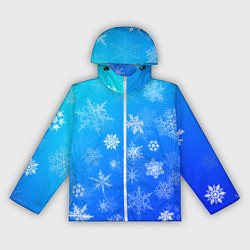 Ветровка с капюшоном женская Снежинки в небе, цвет: 3D-белый