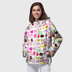 Ветровка с капюшоном женская Love inscriptions, цвет: 3D-белый — фото 2