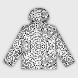 Ветровка с капюшоном женская Орнамент цветочный кружевной, цвет: 3D-белый