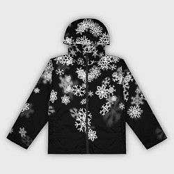 Ветровка с капюшоном женская Белые снежинки, цвет: 3D-черный