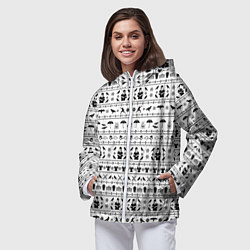 Ветровка с капюшоном женская Black pattern Wednesday Addams, цвет: 3D-белый — фото 2