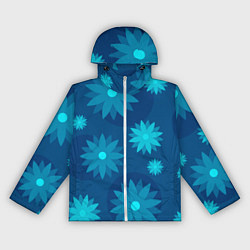 Ветровка с капюшоном женская Узор из синих цветов, цвет: 3D-белый
