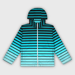 Ветровка с капюшоном женская Голубые полосы на черном, цвет: 3D-белый