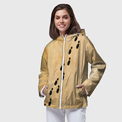 Ветровка с капюшоном женская Следы мародеров на пергаменте, цвет: 3D-белый — фото 2