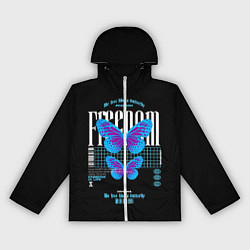 Ветровка с капюшоном женская Be free like a butterfly, цвет: 3D-белый