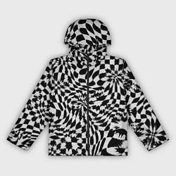 Ветровка с капюшоном женская Пластика шахматной доски, цвет: 3D-черный