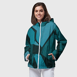 Ветровка с капюшоном женская Синие камни, цвет: 3D-белый — фото 2