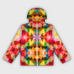 Ветровка с капюшоном женская Разноцветный мозаичный пиксельный узор, цвет: 3D-белый