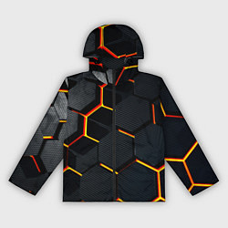 Ветровка с капюшоном женская Плиты стиль соты киберпанк, цвет: 3D-черный