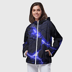 Ветровка с капюшоном женская Красивая синяя неоновая лава, цвет: 3D-белый — фото 2