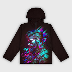 Ветровка с капюшоном женская Мужчина с бородой в стиле киберпанк, цвет: 3D-черный