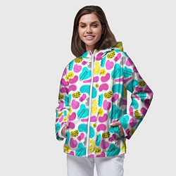 Ветровка с капюшоном женская Geometric pattern, цвет: 3D-белый — фото 2