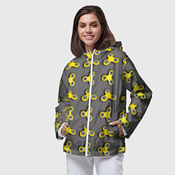 Ветровка с капюшоном женская Желтый спиннер, цвет: 3D-белый — фото 2