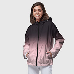 Ветровка с капюшоном женская Градиент: от черного к розовому, цвет: 3D-черный — фото 2