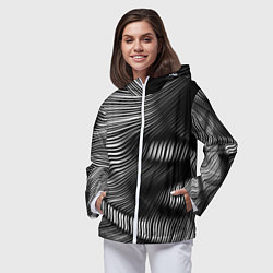 Ветровка с капюшоном женская Оптические волны, цвет: 3D-белый — фото 2