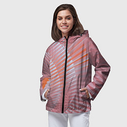 Ветровка с капюшоном женская Абстрактные розовые волнообразные линии, цвет: 3D-черный — фото 2