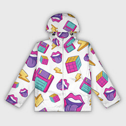 Ветровка с капюшоном женская Паттерн в стиле 90-х, цвет: 3D-белый