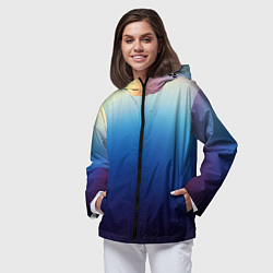 Ветровка с капюшоном женская Blue gradient colors, цвет: 3D-черный — фото 2