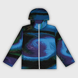 Ветровка с капюшоном женская Голубой и фиолетовый абстракт, цвет: 3D-белый