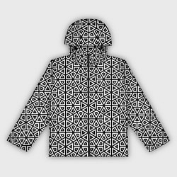 Ветровка с капюшоном женская Ромбическо-треугольная абстракция, цвет: 3D-черный