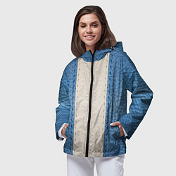 Ветровка с капюшоном женская Кожа синяя белая, цвет: 3D-черный — фото 2