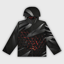 Ветровка с капюшоном женская Black and red abstract, цвет: 3D-черный